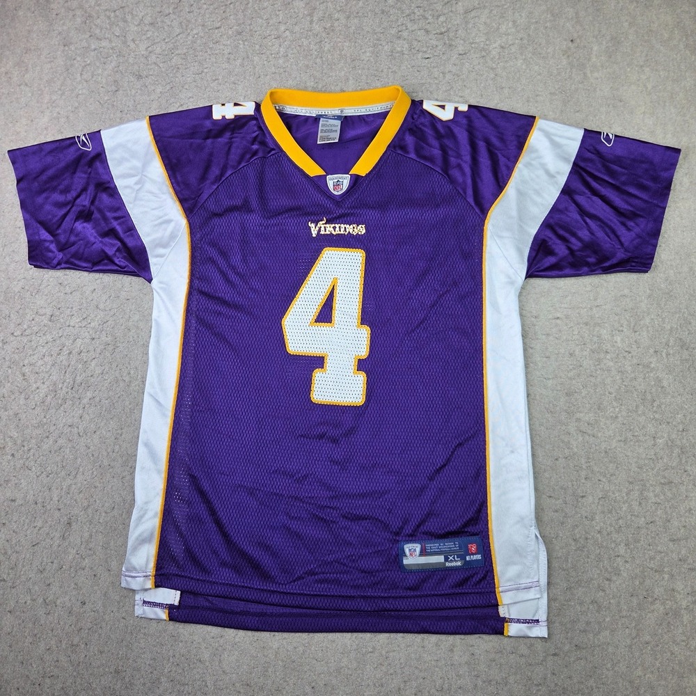 Vintage Reebok NFL Minnesota Vikings Brett Favre #4 Purple Mesh Jersey Youth XL